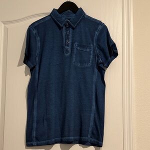 Men's Blue Polo Shirt Rock & Republic Blue Pocket Shirt Small